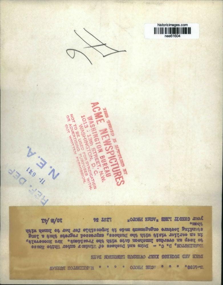 1941 Press Photo Washington Duke and Duchess of Winsor arrive at White House.