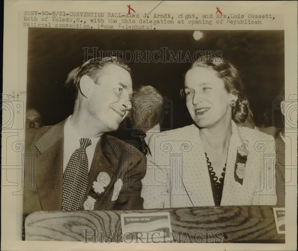 1948 Press Photo Alex J. Arndt, Mrs. Lois Cossett Ohio Delegation - nee61827