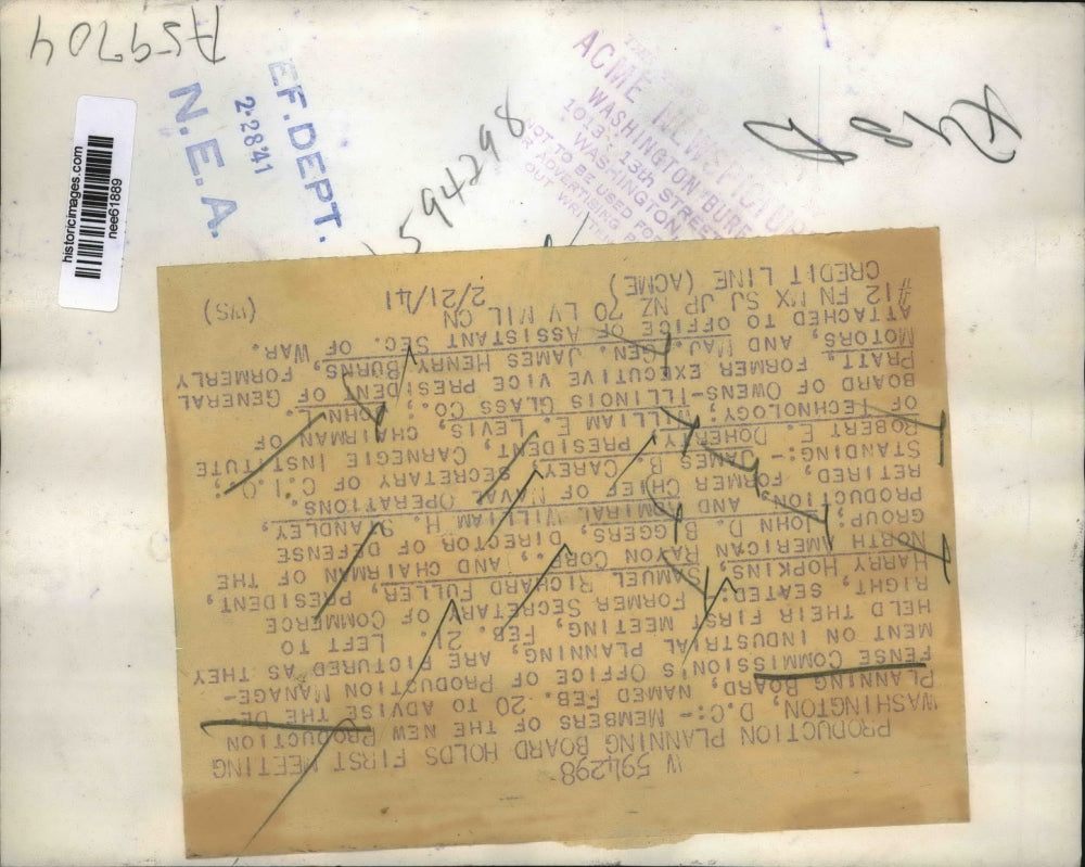 1941 Press Photo New Production Planning Board at First Meeting in Washington DC