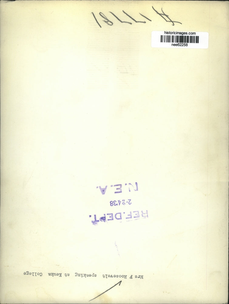 1938 Press Photo Mrs Franklin D Roosevelt Addressing Keuka College for Women