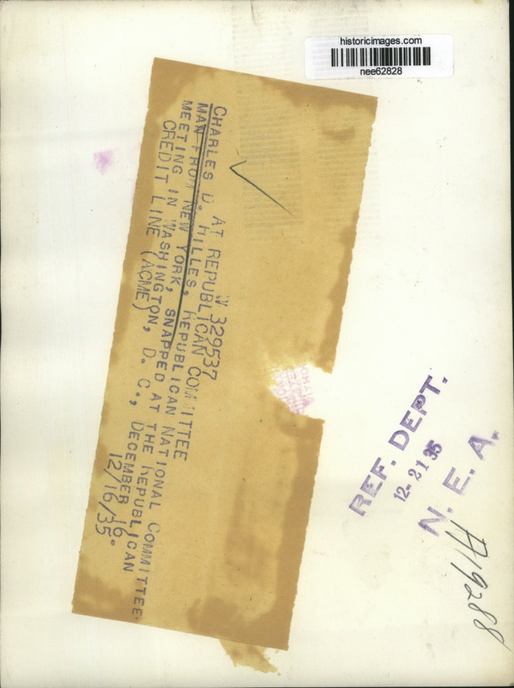 1935 Press Photo Charles D. Hilles attends the Republican National Committee