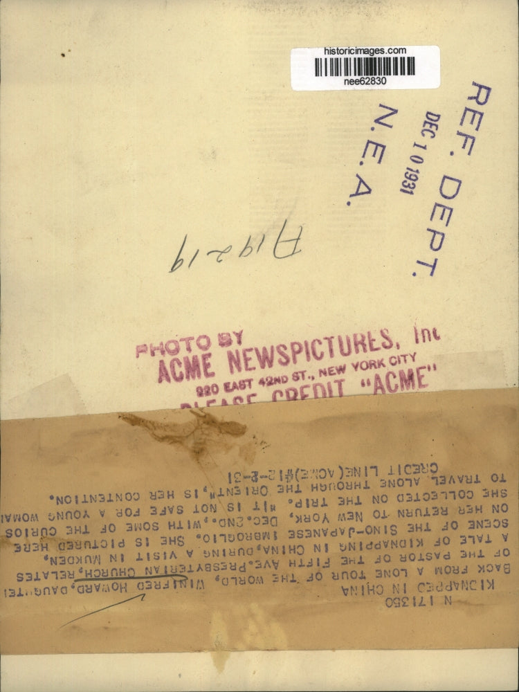 1931 Press Photo Winifred Howard returns to New York from her solo tour of world