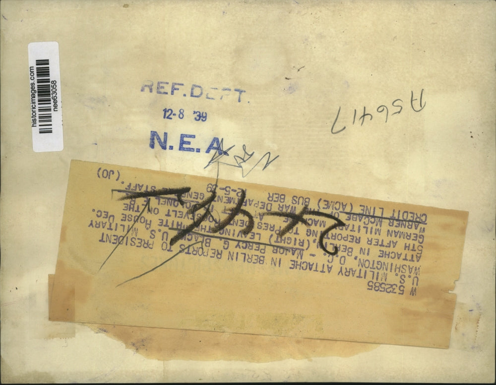 1939 Press Photo Major Percy G. Black, Colonel E.R. Warner McCabe in Washington