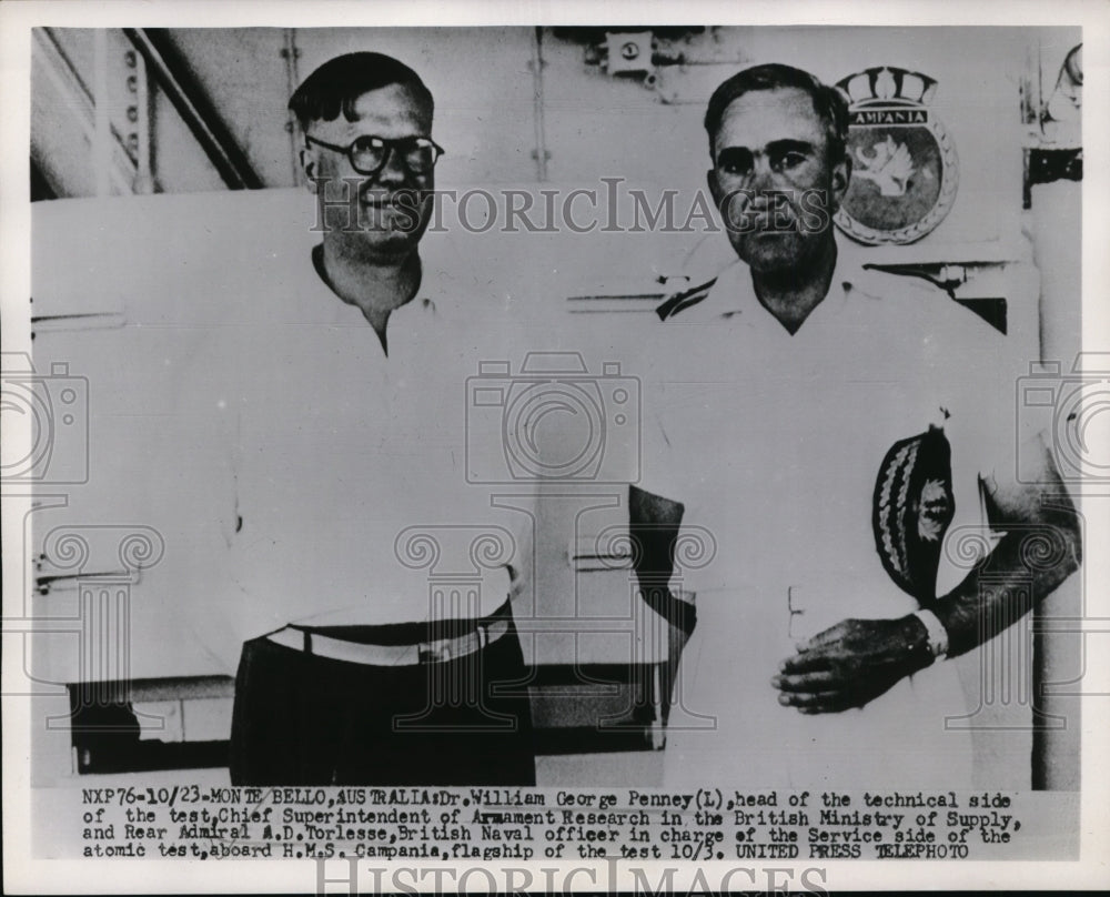 1952 Press Photo Dr William George Penney and AD Torlesse in Monte Bello