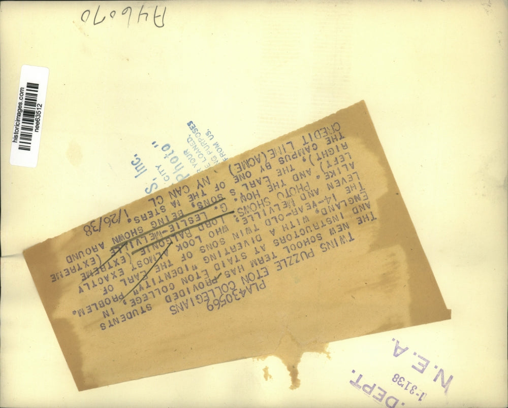 1938 Press Photo Twins Puzzle Eton Collegians