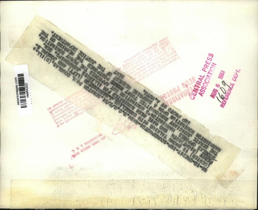 1951 Press Photo Sen. Paul Douglas talks with Cornelius Harrington. - nee64353