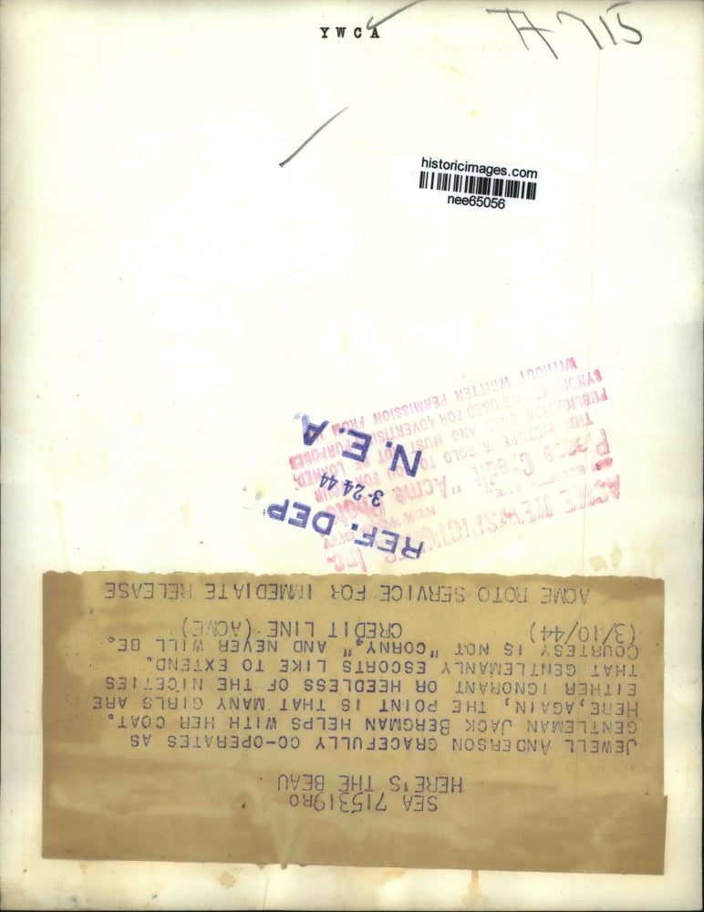 1944 Press Photo Jewell Anderson & Jack Bergman Learning Etiquette - nee65056