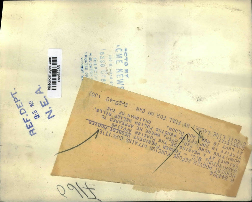 1940 Press Photo Herbert Hoover with Sol Bloom, Foreign Affairs Committee