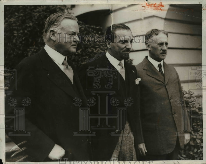 Load image into Gallery viewer, 1931 Press Photo President Herbert Hoover, Minister Dino Grandi, Henry L Stimson
