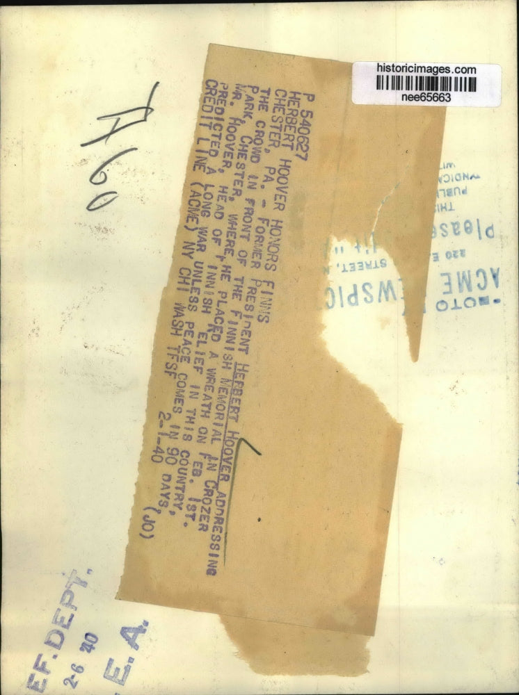 1940 Press Photo Former Pres Herbert Hoover Addressing Crowd - nee65663