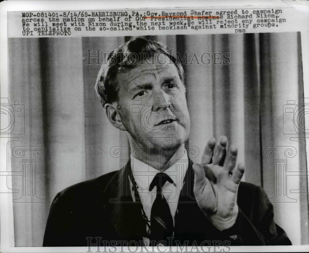 1958 Press Photo Harrisburg Gov Raymond Shafer agreed to campaign for Nixon.