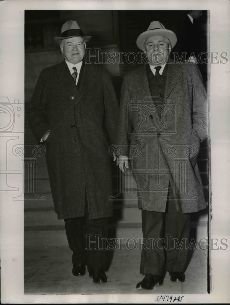 1938 Press Photo President Hoover attends Board of Trustees meeting at Carnegie