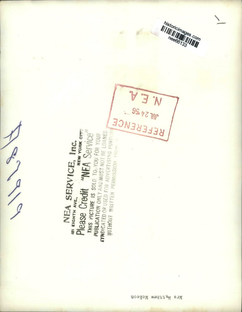 1956 Press Photo Mrs Matthew McKeon. - nee66133