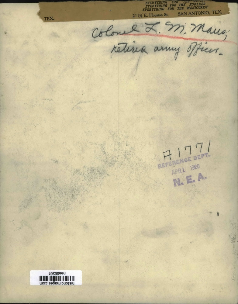 1920 Press Photo Colonel L M Mauis, Retired Army Officer - nee66261