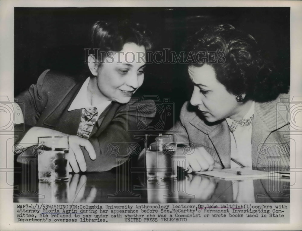 1953 Press Photo Columbia University Anthropology lecturer Dr. Gene Weltfish