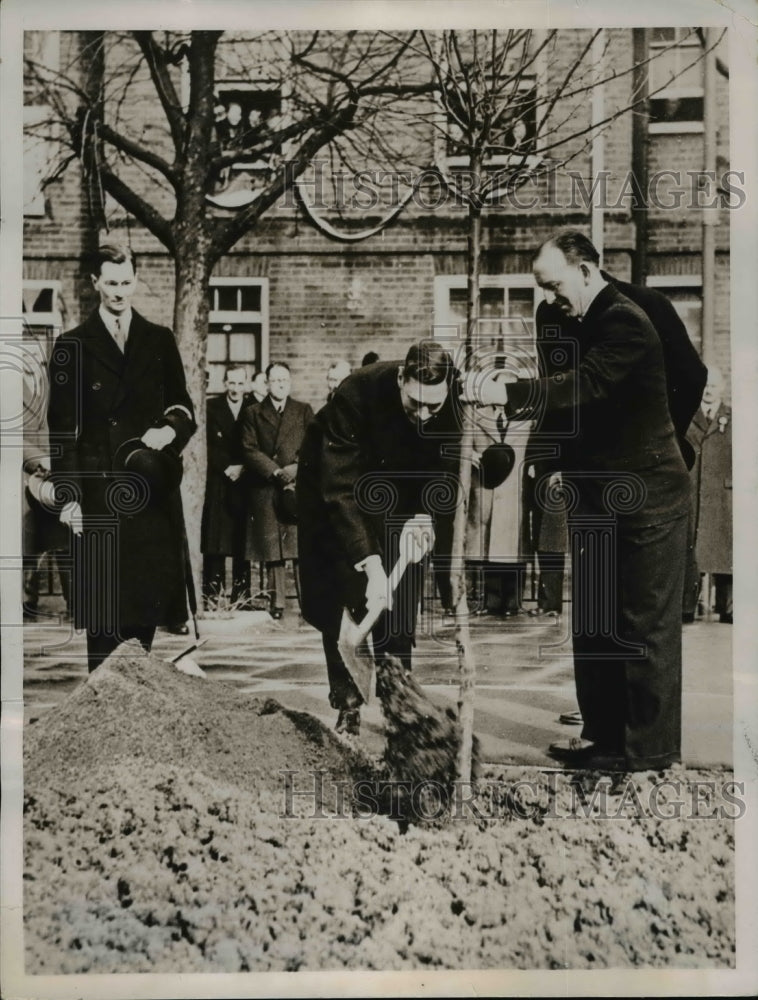 1937 Press Photo King George VI plants tree in Southeast London - nee66743