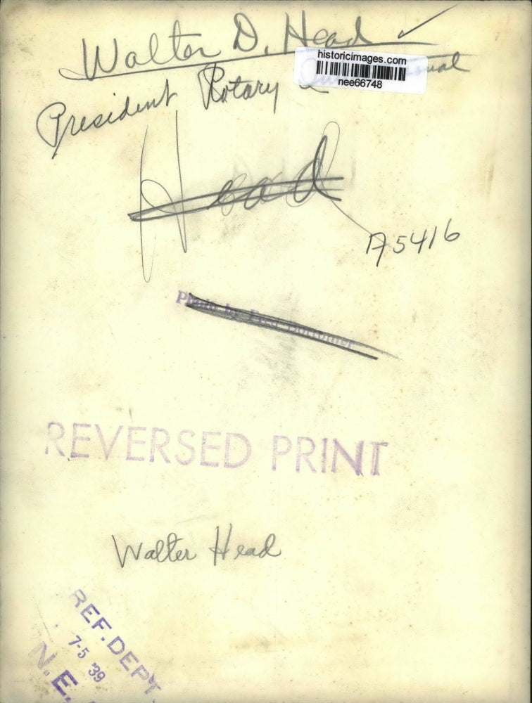 1939 Press Photo Walter D Head President of Rotary