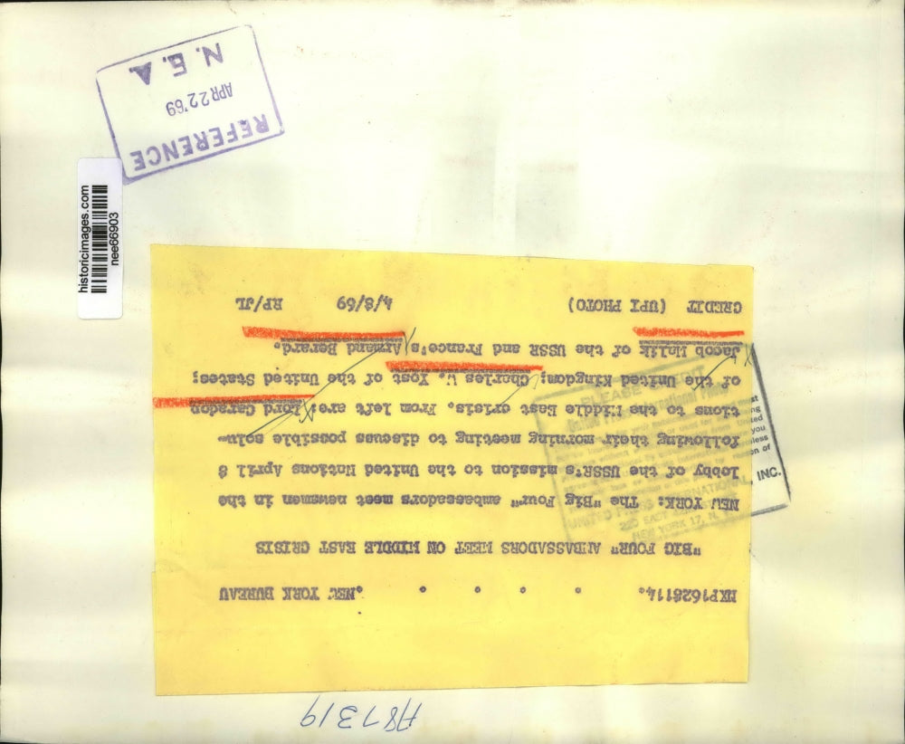 1959 Press Photo Lord Caradon, Charles W. Yost, Jacob Malik, Armand Berard