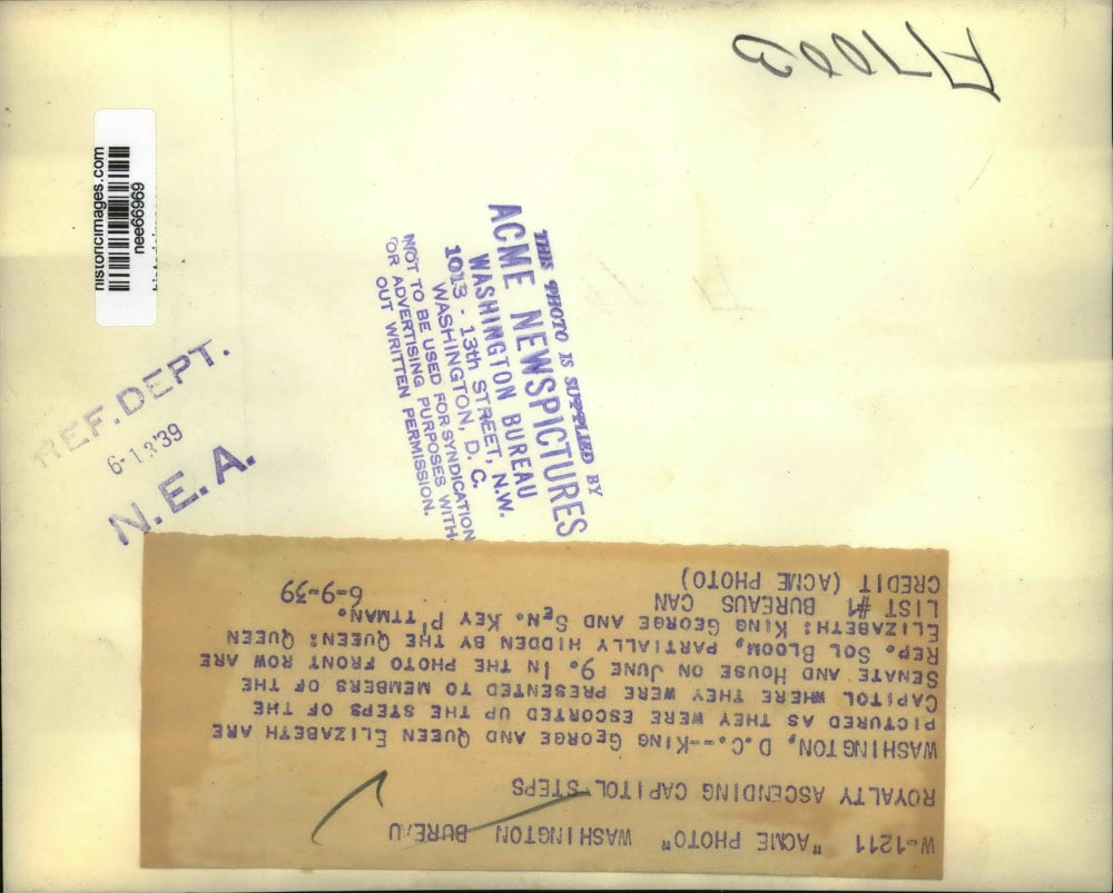 1939 Press Photo Washington DC King George and Queen Elizabeth - nee66969