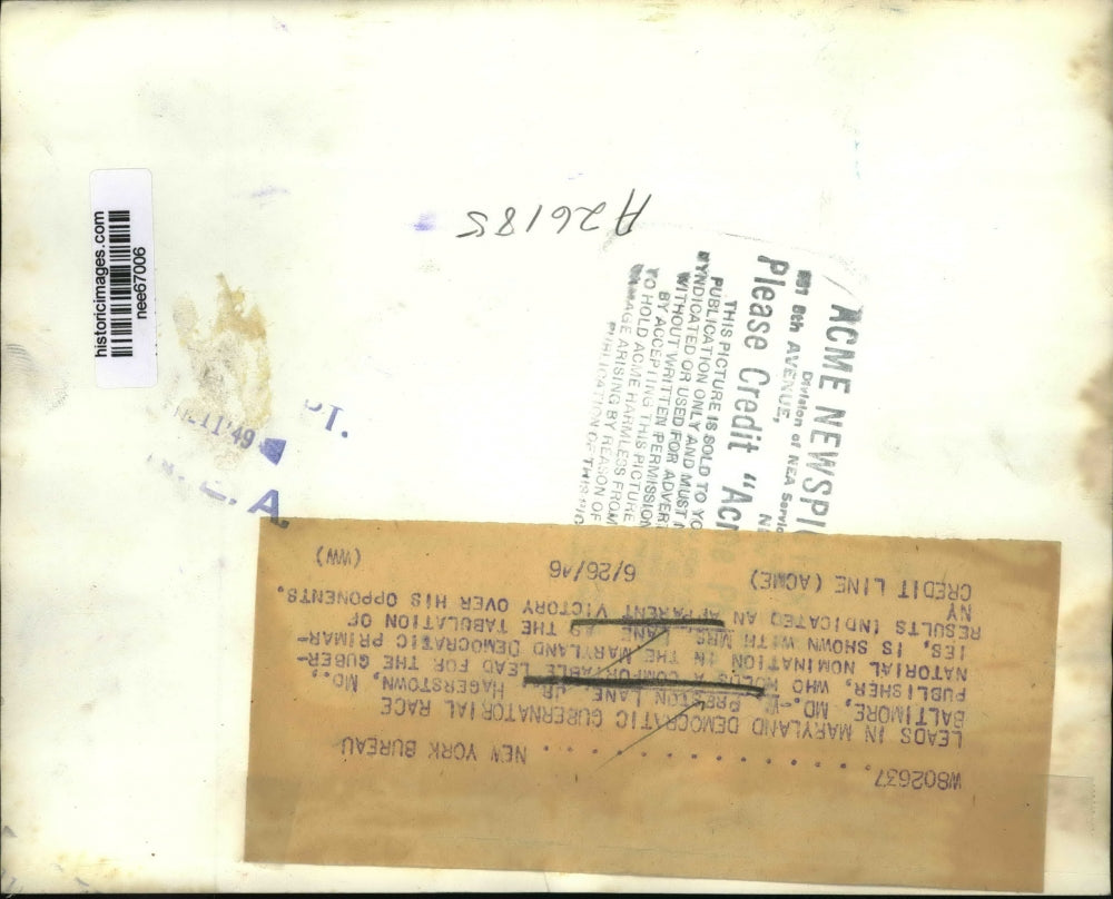 1946 Press Photo Preston Lane Jr leads the Gubernatorial nomination in Md