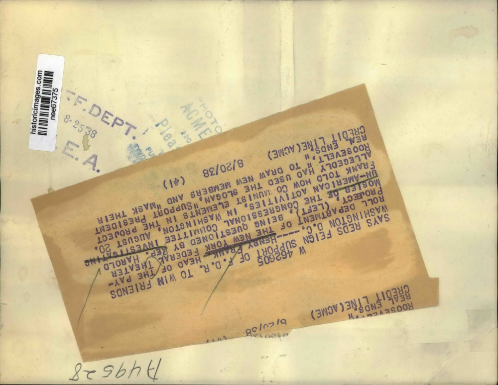 1938 Press Photo New York Leader Henry Frank, Representative Harold Mosier