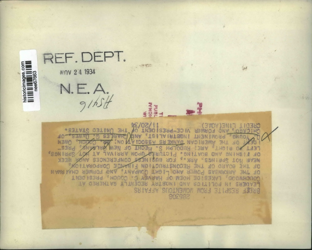 1934 Press Photo Board of Reconstruction Finance Corp Meet at Home Harvey Couch