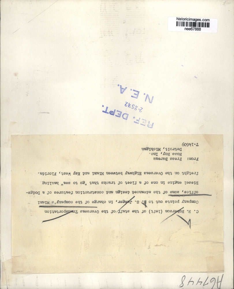 1942 Press Photo C.R. Robertson Overseas Transportation Company H.S. jaeger