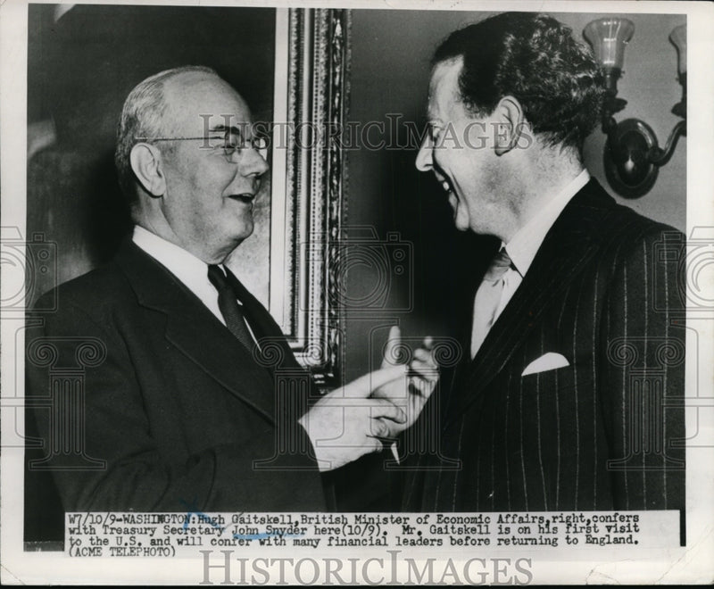Load image into Gallery viewer, 1950 Press Photo British Minister Hugh Gaitskell, John Snyder treasury Sec.
