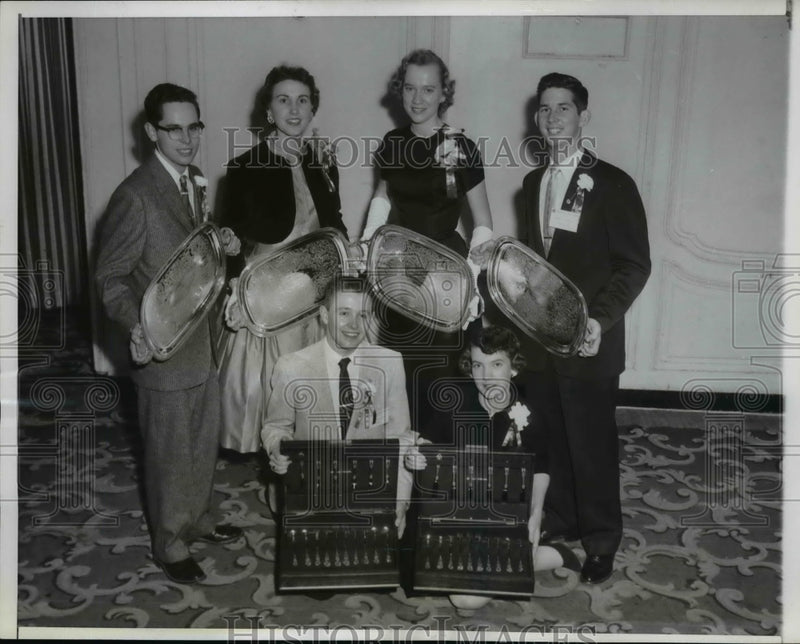 Load image into Gallery viewer, 1957 Press Photo 4-H Achievement Program Contest Finalists Win Silverware
