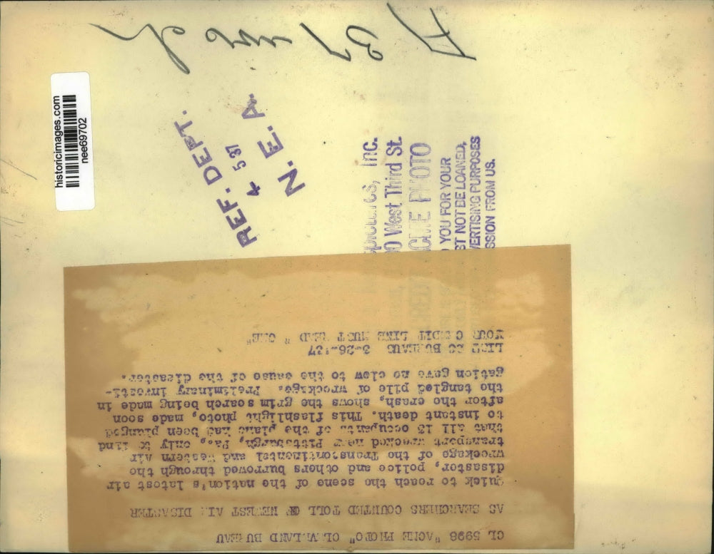 1937 Press Photo Search for Latest Airplane Crash Victims in Pittsburgh PA