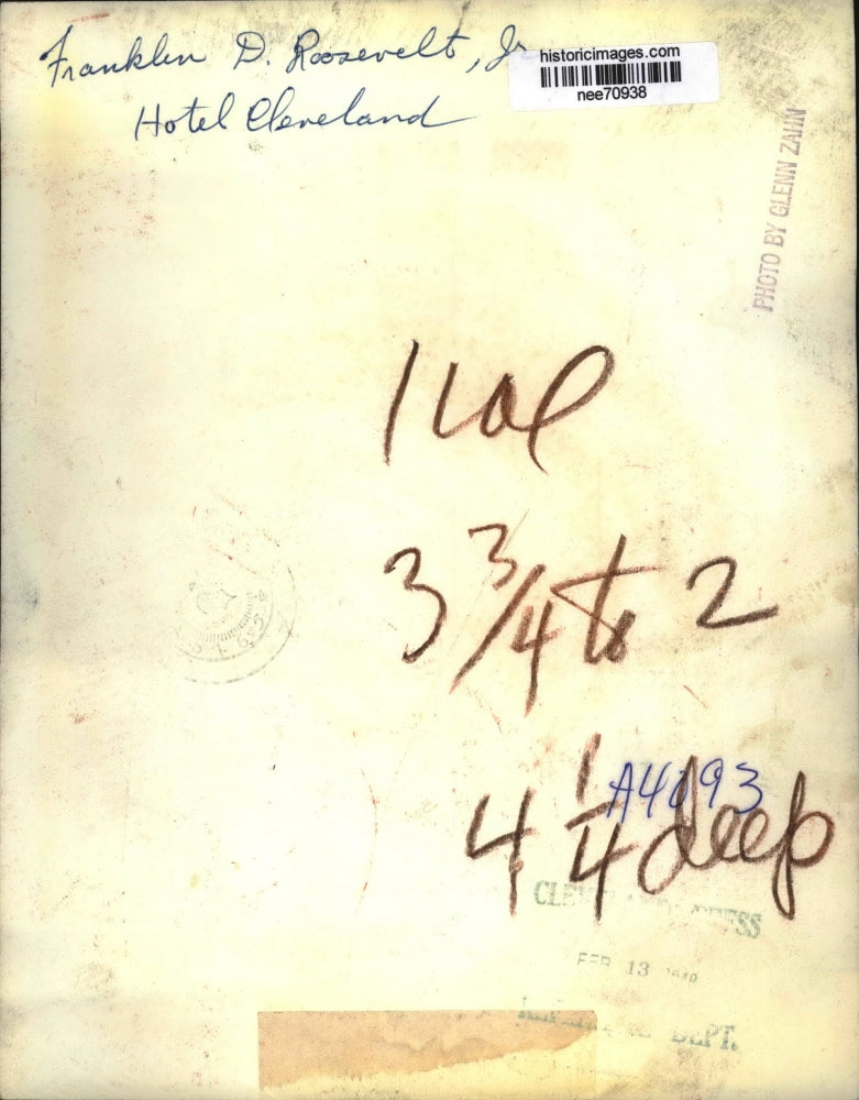 1948 Press Photo Franklin D Roosevelt Jr at Hotel Cleveland - nee70938