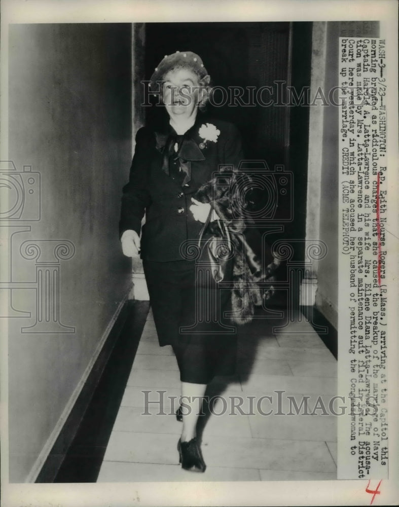 1949 Press Photo Rep.Edith Nourse Rogers arrives at Capitol in Washington