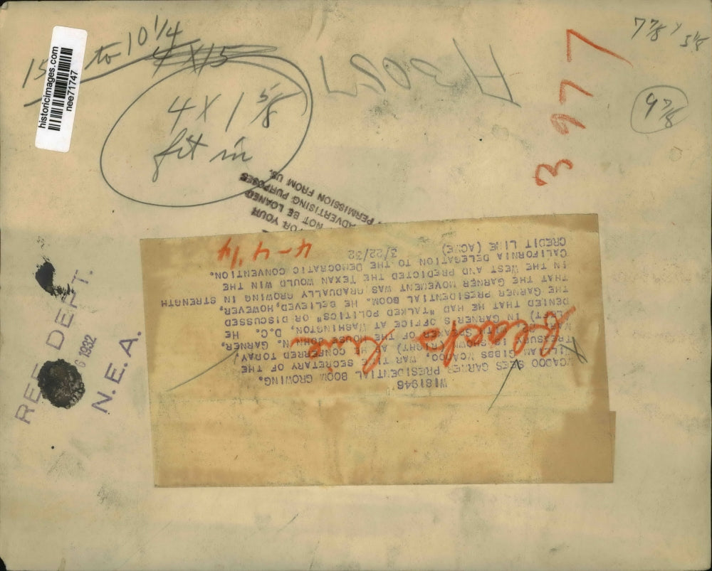 1932 Press Photo William Gibbs McAdoo Sees Garner Presidential Boom Growing