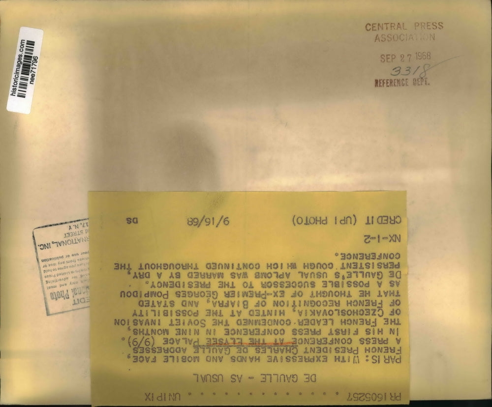 1968 Press Photo French Pres. Charles De Gaulle Addresses Press Conference