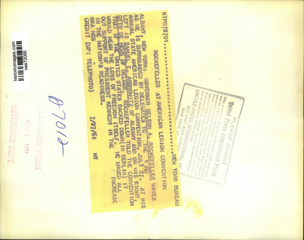 1961 Press Photo Nelson Rockefeller, Samuel Aronowitz, Otto De Heus - nee72095