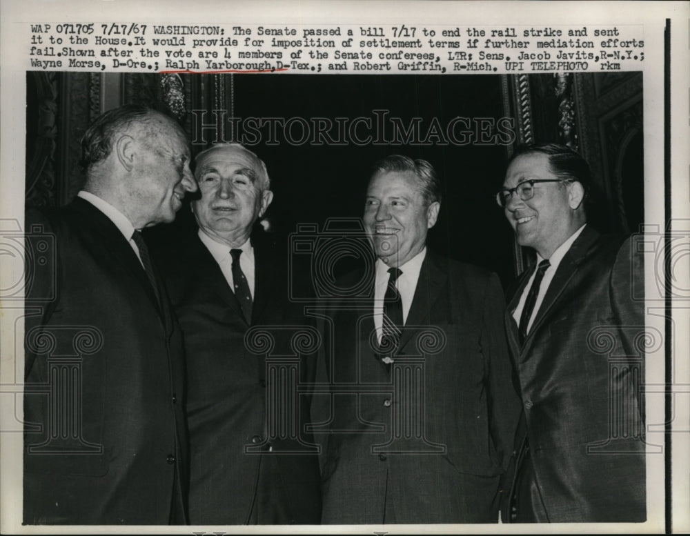 1967 Press Photo Sens Jacob Javits, Wayne Morse, Ralph Yarborough, and R Griffin- Historic Images