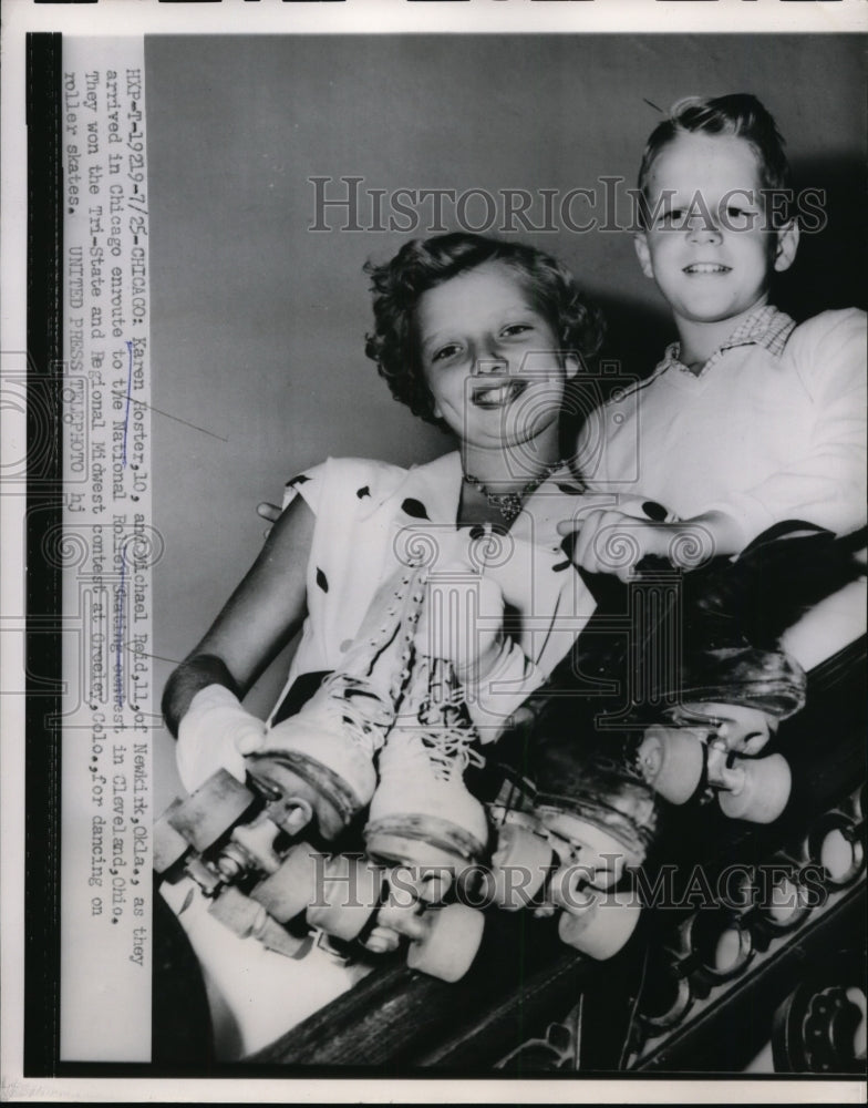 1953 Press Photo Chicago Karen Hoster and Michael Reid arrived in Chicago