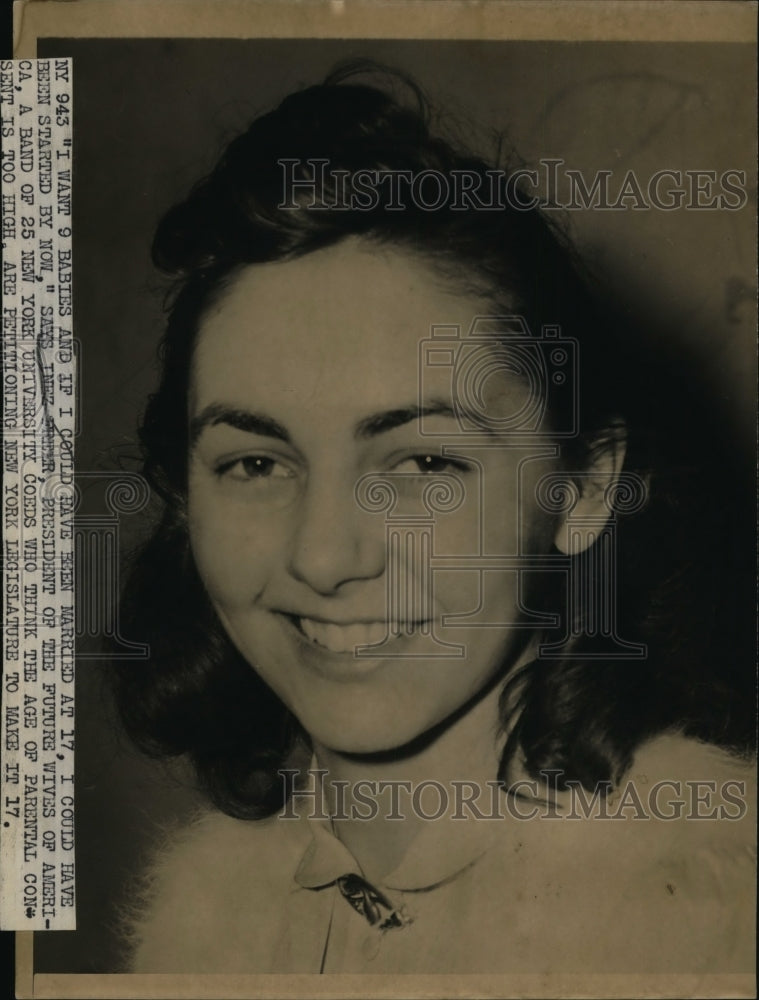 1940 Press Photo Inez Freer President of Future Wives of America