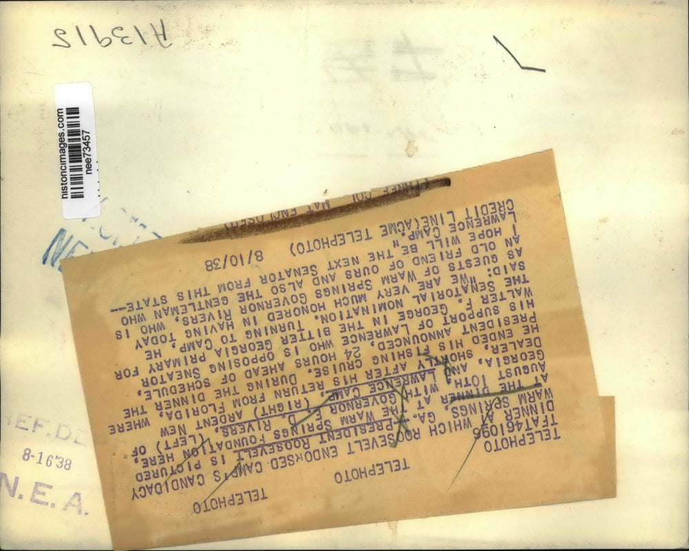 1938 Press Photo President Franklin Roosevelt & Governor ED Rivers - nee73457