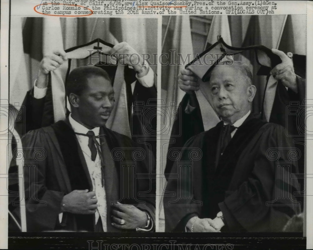 1965 Press Photo Alex Quasion-Sackey, Carlos Romnilo 20th Anniversary