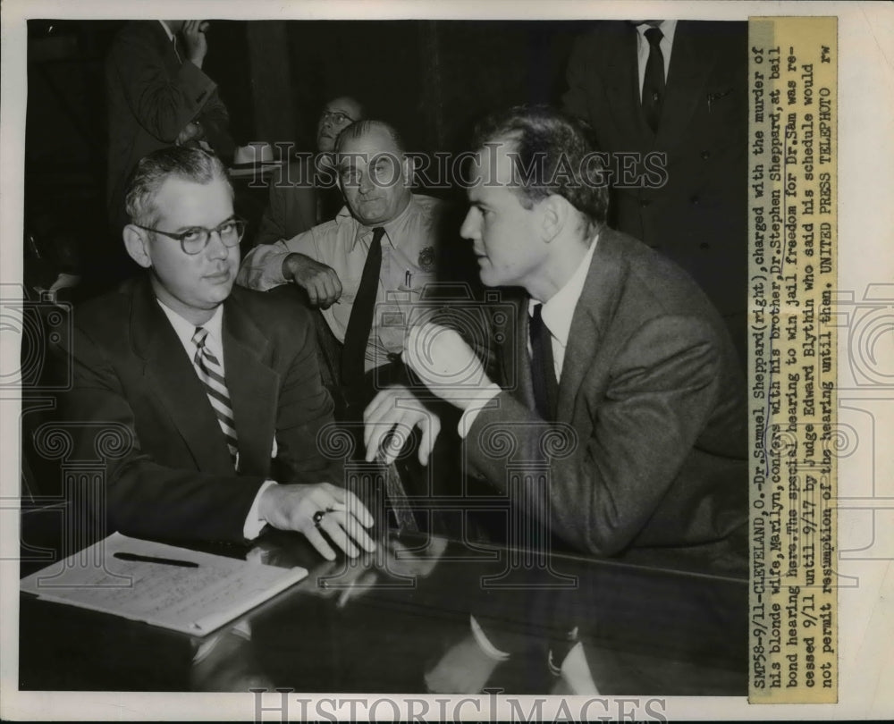 1954 Press Photo Cleveland Ohio Samuel Sheppard Murder Wife Marilyn Judge Edward