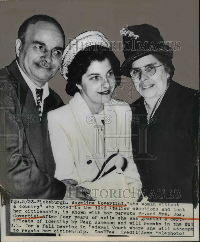 1950 Press Photo Pittsburgh Angelina Covertini, Italian Mr And Mrs Jos.