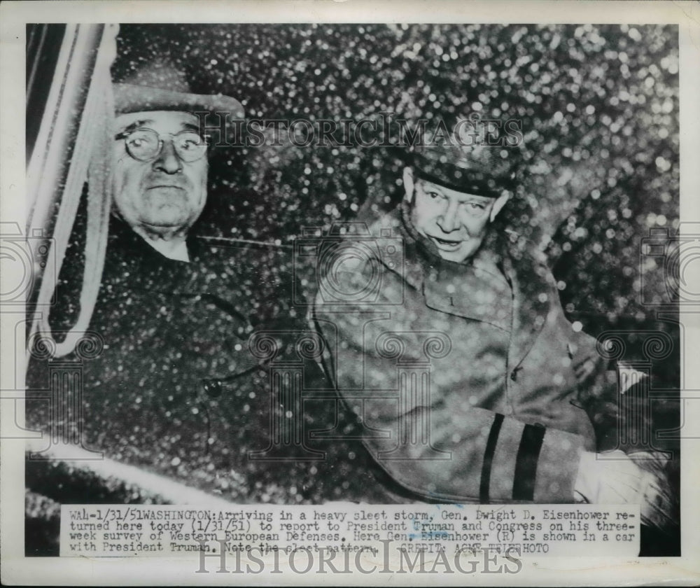 1951 Press Photo General Dwight D Eisenhower and President Truman in Washington