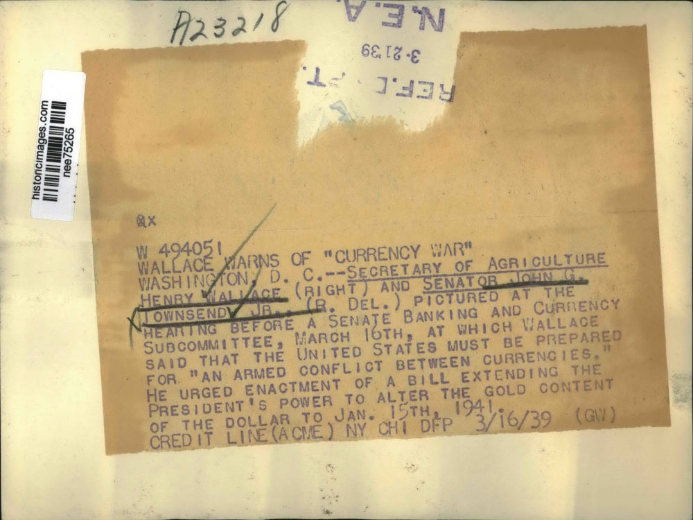 1939 Press Photo Secy of Agriculture Henry A Wallace& Senatorr John Townsend Jr