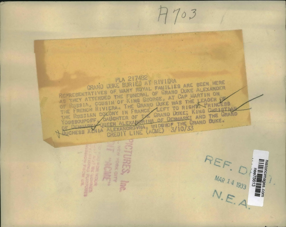 1933 Press Photo King Christian & Queen Alexandrine of Denmark in Riveria