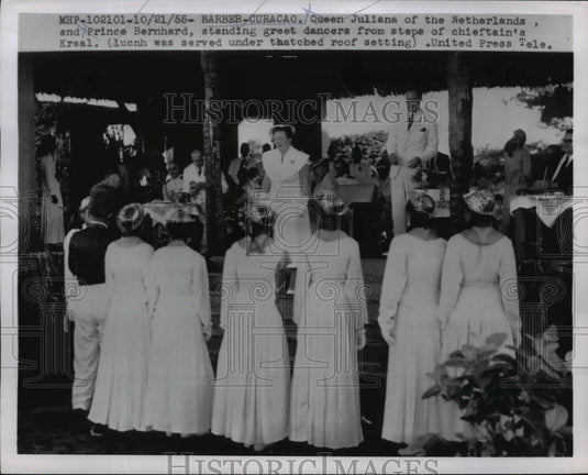 1955 Press Photo Queen Juliana & Prince Bernhard of Netherlands in Curacao- Historic Images