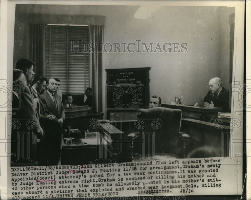1955 Press Photo Trial of John Gilbert Graham For Killing Mother & 43 Other