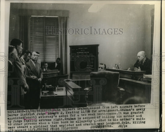 1955 Press Photo Trial of John Gilbert Graham For Killing Mother & 43 Other