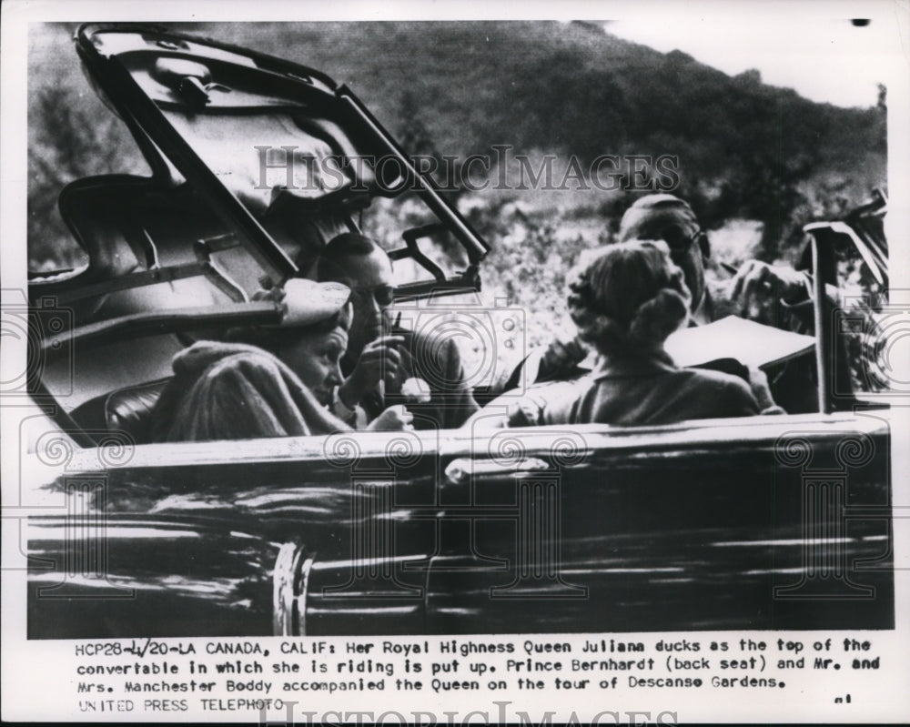 1959 Press Photo Queen Juliana of Netherlands & Prince Bernhard La Canada Cal