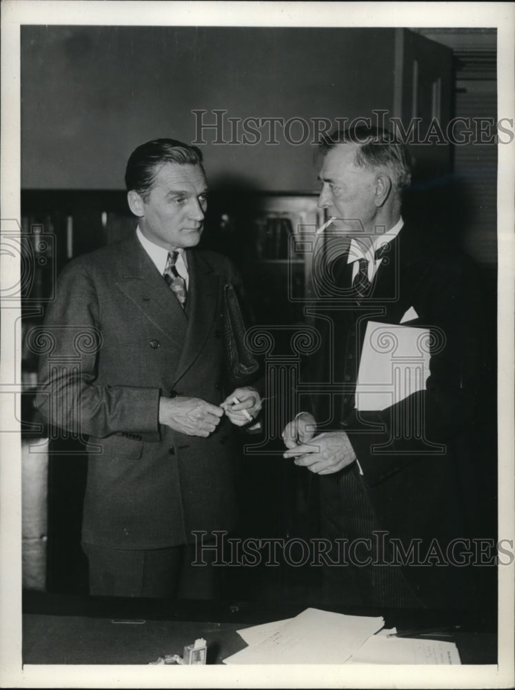 Load image into Gallery viewer, 1936 Press Photo Senator Gerald Nye of N Dak &amp; Nevada Senator Ken Pittman
